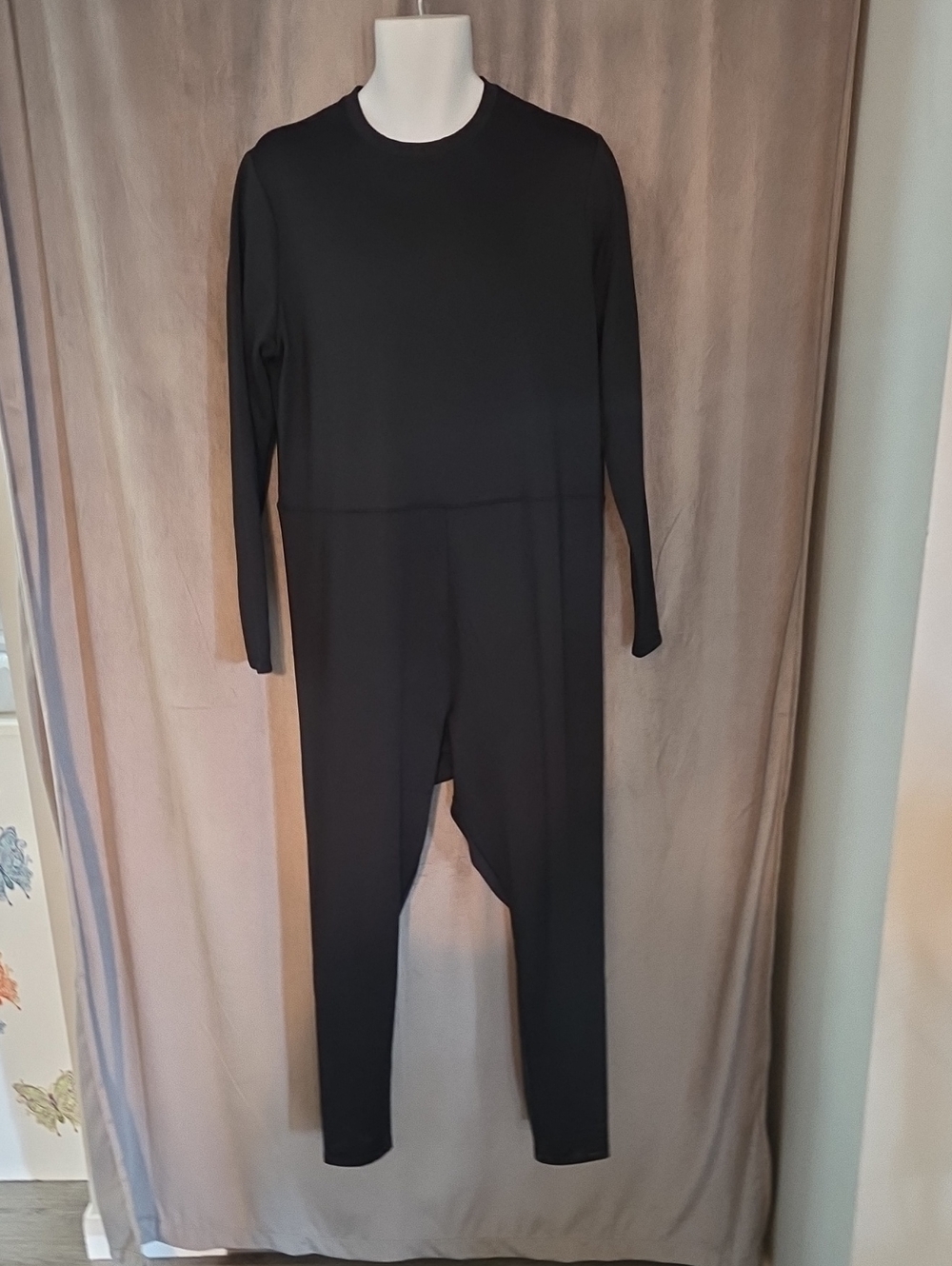 Old Navy XXL Black Long-Sleeve Crewneck Jumpsuit - Slim Fit